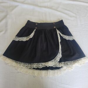 Steampunk Grunge Goth Cosplay Black Wrap Skirt with Lace Size Large